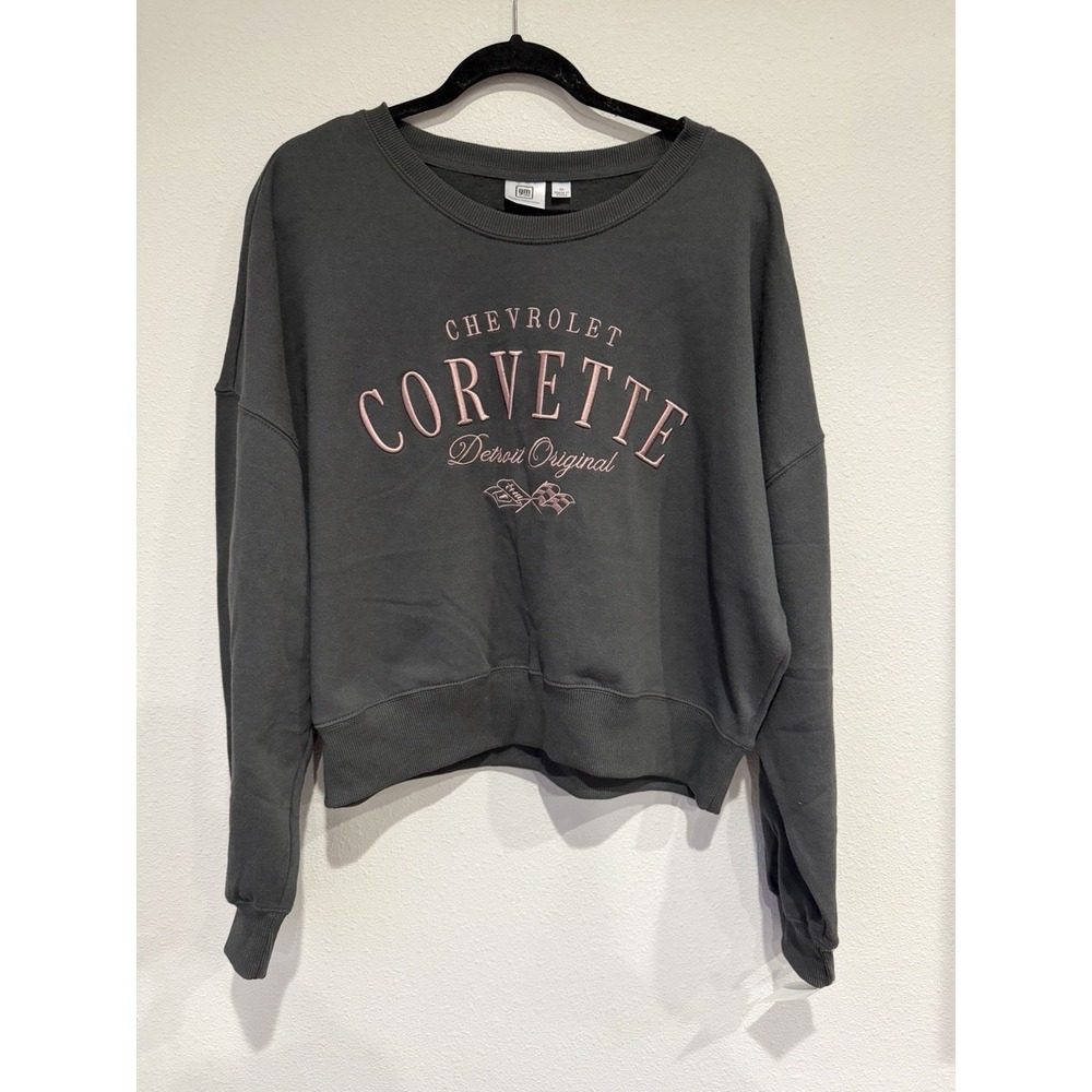 Juniors Chevrolet Corvette Detroit Original‎ Cropped Embroidered Sweatshirt XL